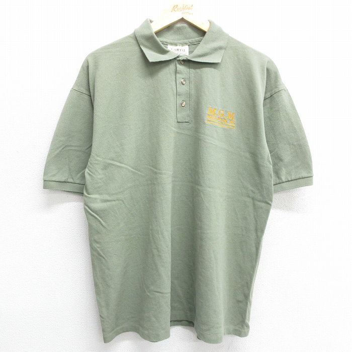 【商品番号】 shp24070774 【商品名】 XL & starf;古着 半袖 ポロ シャツ メンズ 90年代 90s MGM 鹿の子 コットン USA製 薄緑 【メンズ参考サイズ】 XL