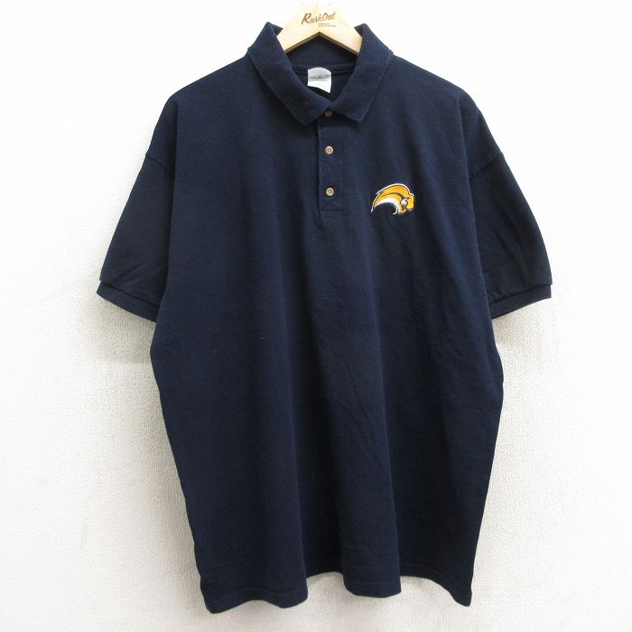 【商品番号】 shp24072697 【商品名】 XL & starf;古着 半袖 ポロ シャツ メンズ 00年代 00s ロサンゼルスラムズ 鹿の子 大きいサイズ コットン 紺 アメフト ス
