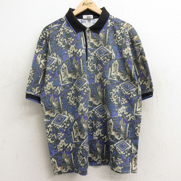 【商品番号】 shp24072733 【商品名】 XL & starf;古着 半袖 ポロ シャツ メンズ 90年代 90s 総柄 CHICORA 鹿の子 大きいサイズ コットン USA製 濃緑