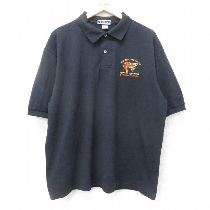 【商品番号】 shp24072965 【商品名】 XL & starf;古着 ジャージーズ 半袖 ポロ シャツ メンズ 00年代 00s ポリス トラ 鹿の子 大きいサイズ 黒 【メンズ参考サ