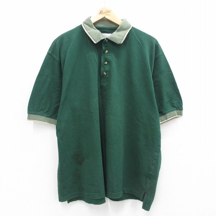 【商品番号】 shp24073533 【商品名】 XL & starf;古着 半袖 ポロ シャツ メンズ 鹿の子 大きいサイズ コットン 緑 【メンズ参考サイズ】 XL 【表記サイズ】 XL 