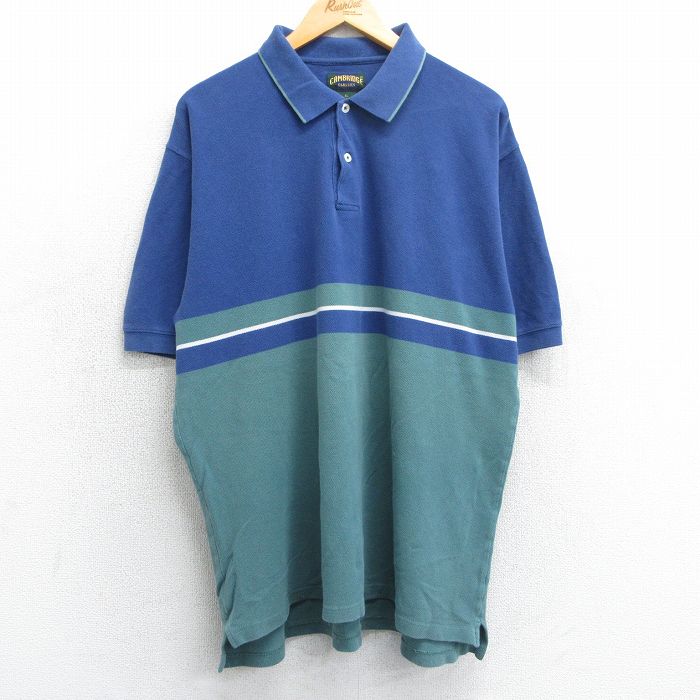 【商品番号】 shp25031126 【商品名】 XL & starf;古着 半袖 ポロ シャツ メンズ 00年代 00s ツートンカラー 大きいサイズ コットン 青他 【メンズ参考サイズ】 
