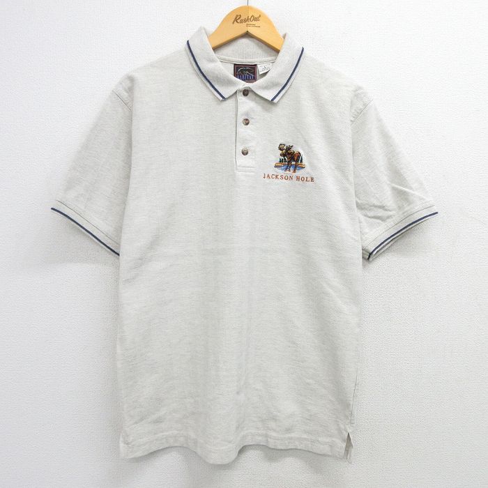 【商品番号】 shp25031875 【商品名】 XL & starf;古着 半袖 ポロ シャツ メンズ 00年代 00s シカ ヘリンボーン コットン グレー 霜降り 【メンズ参考サイズ】 
