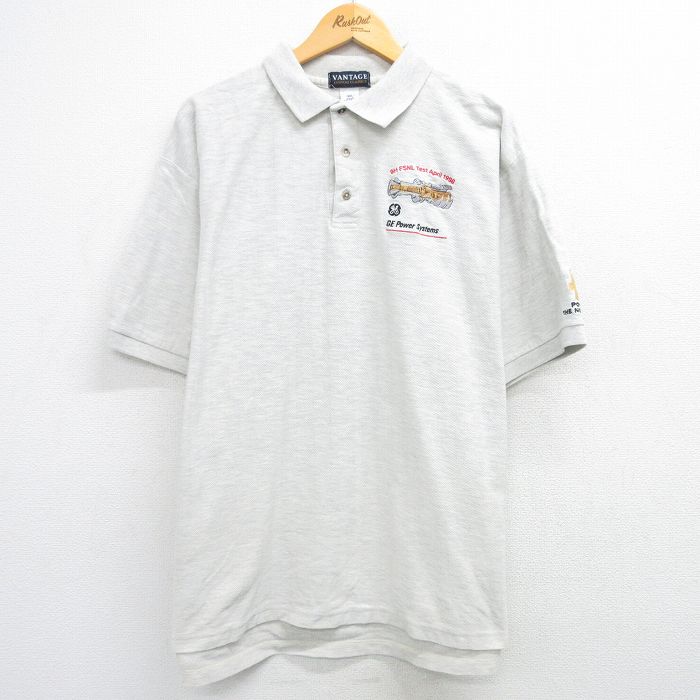 【商品番号】 shp25031877 【商品名】 XL & starf;古着 半袖 ポロ シャツ メンズ 90年代 90s システム ヘリンボーン 大きいサイズ コットン USA製 グレー 【