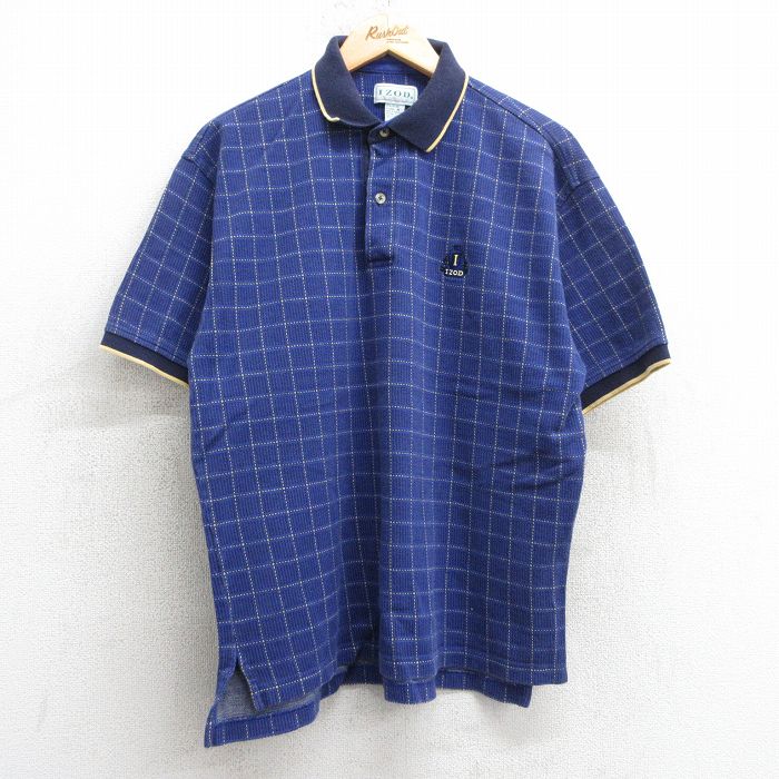 【商品番号】 shp25033626 【商品名】 XL & starf;古着 IZOD 半袖 ポロ シャツ メンズ 90年代 90s ワンポイントロゴ コットン 青他 チェック 【メンズ参考サ