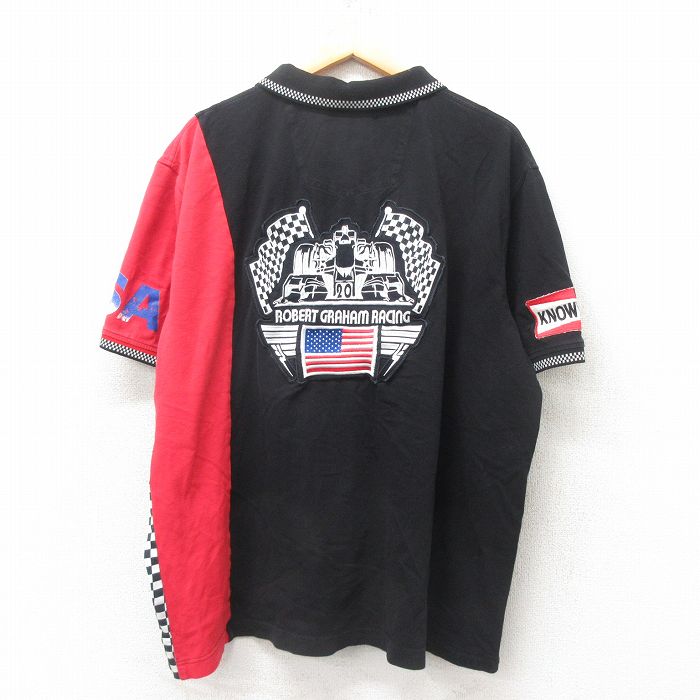【商品番号】 shp25051067 【商品名】 XL & starf;古着 半袖 ポロ シャツ メンズ ロバートグラハムレーシング 大きいサイズ 黒他 【メンズ参考サイズ】 XL 【表記サイ