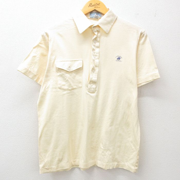 【商品番号】 shp25051623 【商品名】 L & starf;古着 半袖 ポロ シャツ メンズ 00年代 00s ビバリーヒルズ コットン スコットランド製 薄ベージュ 【メンズ参考サ