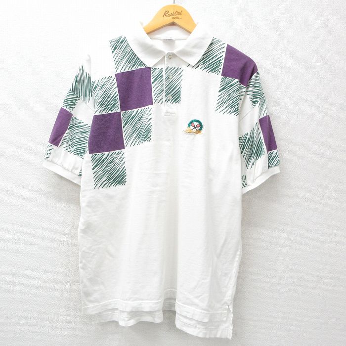 【商品番号】 shp25051634 【商品名】 XL & starf;古着 半袖 ポロ シャツ メンズ 90年代 90s テニス コットン 白他 【メンズ参考サイズ】 XL 【表記サイズ】 