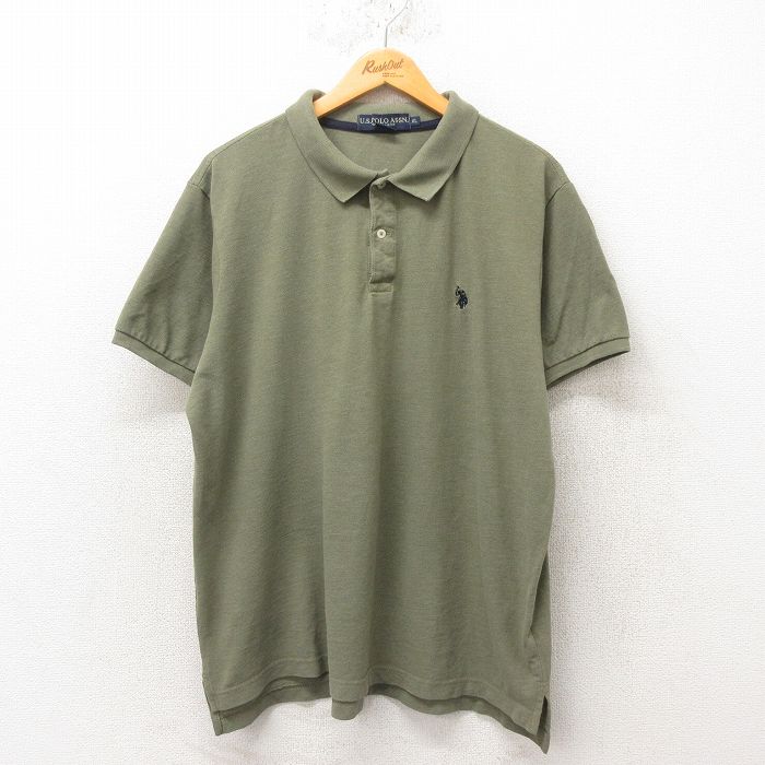 【商品番号】 shp25051703 【商品名】 XL & starf;古着 U.S.POLO ASSN. 半袖 ポロ シャツ メンズ 鹿の子 大きいサイズ 緑 【メンズ参考サイズ】 XL 【