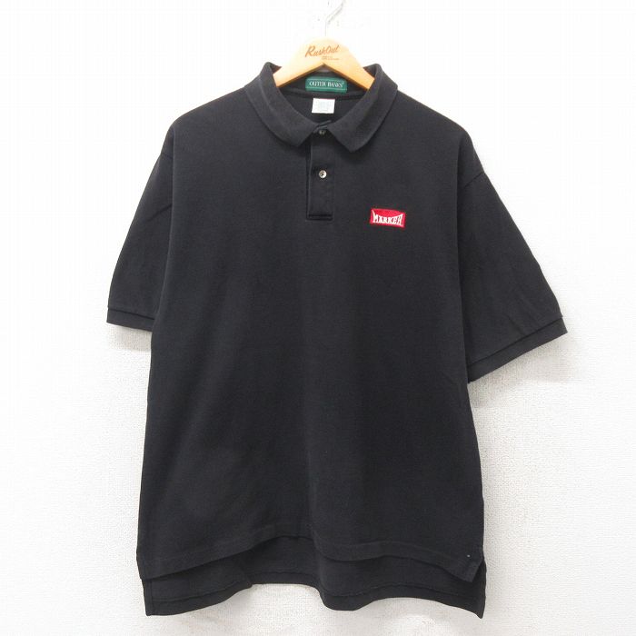 【商品番号】 shp25051705 【商品名】 XL & starf;古着 半袖 ポロ シャツ メンズ 90年代 90s MARKER 鹿の子 コットン USA製 黒 【メンズ参考サイズ】 
