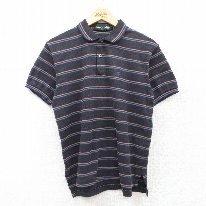 【商品番号】 shp25054105 【商品名】 L & starf;古着 半袖 ポロ シャツ メンズ 90年代 90s ワンポイントロゴ 黒他 ボーダー 【メンズ参考サイズ】 L 【表記サイ