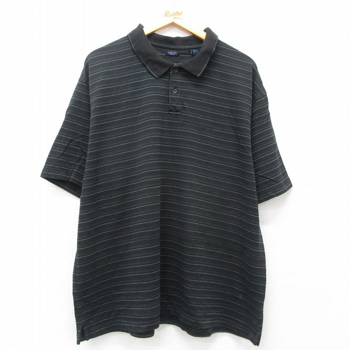 【商品番号】 shp25061422 【商品名】 XL & starf;古着 バンヒューセン 半袖 ポロ シャツ メンズ 大きいサイズ 黒他 ストライプ 【メンズ参考サイズ】 XL 【表記サイ