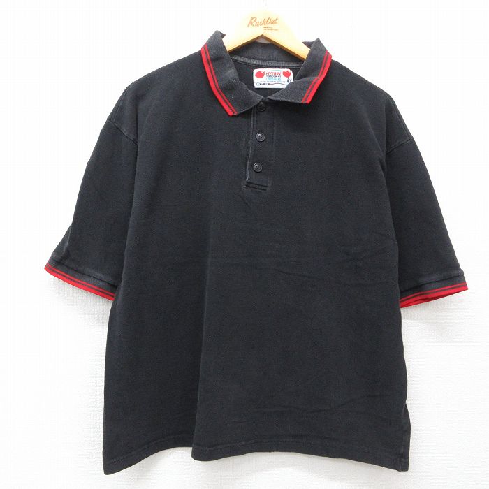 【商品番号】 shp25061430 【商品名】 XL & starf;古着 半袖 ポロ シャツ メンズ 90年代 90s 鹿の子 大きいサイズ コットン USA製 黒他 【メンズ参考サイズ】