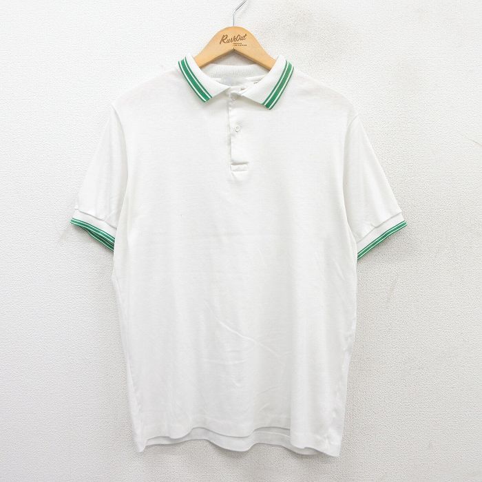 【商品番号】 shp25062135 【商品名】 L & starf;古着 半袖 ポロ シャツ メンズ 80年代 80s 白 【メンズ参考サイズ】 L 【表記サイズ】 なし 【実寸サイズ】 着