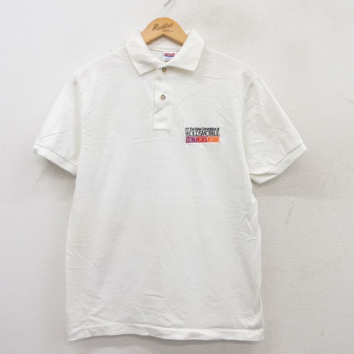 【商品番号】 shp25062171 【商品名】 M & starf;古着 半袖 ポロ シャツ メンズ 90年代 90s オールズモビル コットン USA製 白 【メンズ参考サイズ】 M 【表