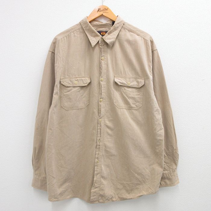 【商品番号】 shr23081802 【商品名】 XL & starf;古着 ルート66 長袖 シャツ メンズ 00年代 00s 大きいサイズ コットン ベージュ 【メンズ参考サイズ】 XL 