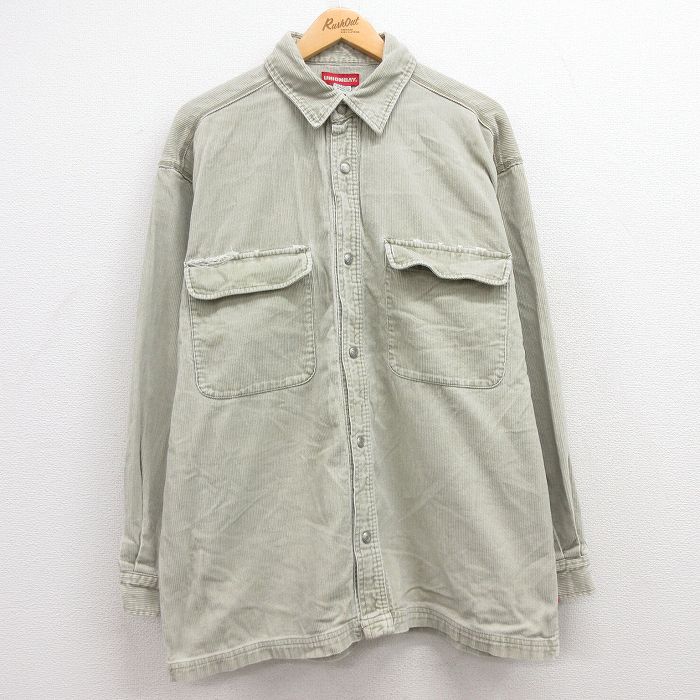 【商品番号】 shr23092881 【商品名】 XL & starf;古着 ユニオンベイ 長袖 シャツ メンズ コーデュロイ コットン グレー系 【メンズ参考サイズ】 XL 【表記サイズ】 
