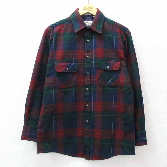 【商品番号】 shr23121787 【商品名】 L & starf;古着 長袖 シャツ メンズ 00年代 00s 緑他 チェック 【メンズ参考サイズ】 L 【表記サイズ】 M 【実寸サイズ】