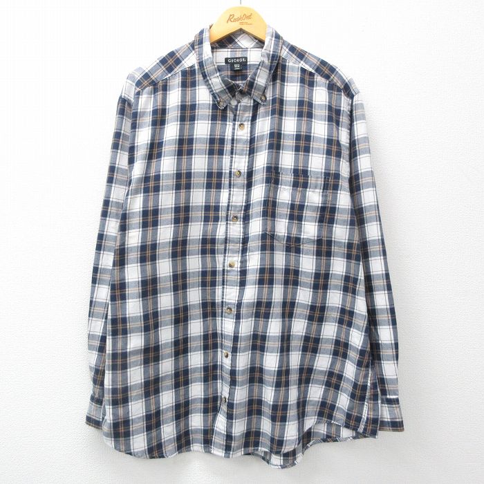 【商品番号】 shr24011828 【商品名】 XL & starf;古着 長袖 シャツ メンズ 大きいサイズ 紺他 チェック 【メンズ参考サイズ】 XL 【表記サイズ】 2XL 【実寸サイ