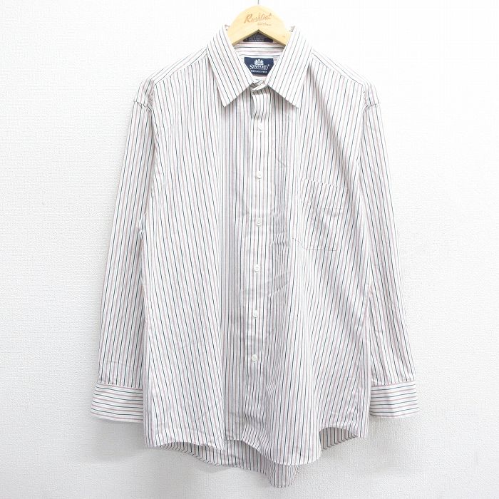 【商品番号】 shr24012403 【商品名】 L & starf;古着 長袖 シャツ メンズ 00年代 00s 白他 ストライプ 【メンズ参考サイズ】 L 【表記サイズ】 16 1/2、3