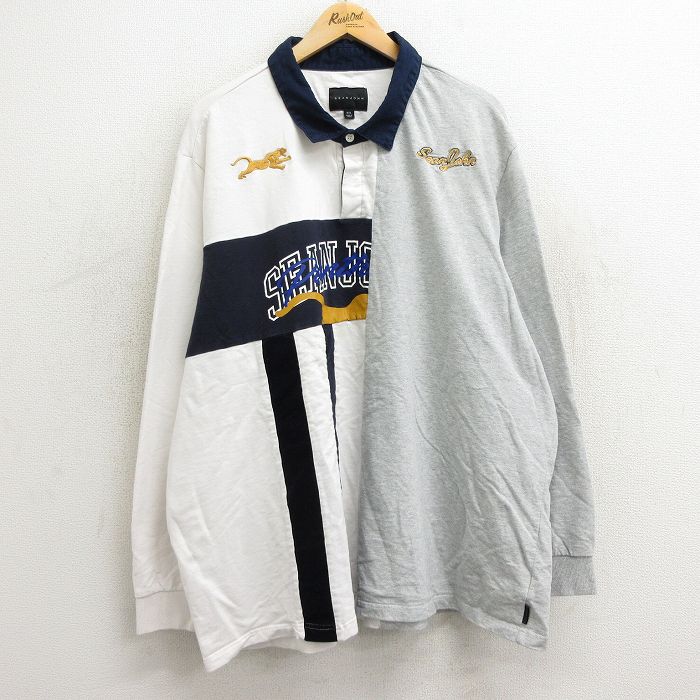 【商品番号】 shr24030420 【商品名】 XL & starf;古着 ショージョン 長袖 ラガー シャツ メンズ マルチカラー 大きいサイズ 薄グレー 霜降り他【spe】 【メンズ参考