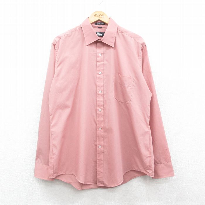 【商品番号】 shr24050639 【商品名】 XL & starf;古着 長袖 シャツ メンズ 90年代 90s ロング丈 濃ピンク系 【メンズ参考サイズ】 XL 【表記サイズ】 16 1