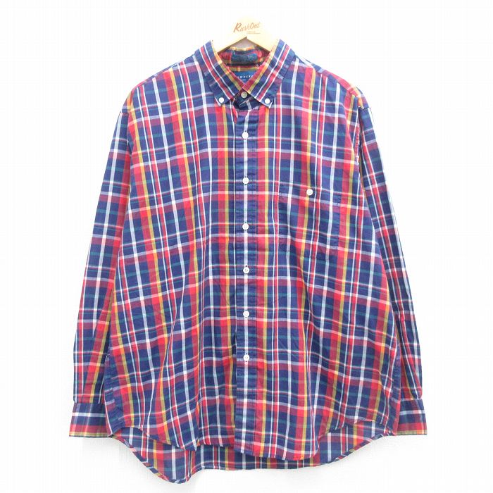 【商品番号】 shr24074133 【商品名】 XL & starf;古着 タウンクラフト 長袖 シャツ メンズ 90年代 90s 大きいサイズ ボタンダウン 紺他 チェック 【メンズ参考サ