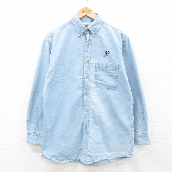 【商品番号】 shr24082117 【商品名】 L & starf;古着 リー Lee 長袖 シャツ メンズ 00年代 00s JP コットン ボタンダウン 薄紺 デニム 【メンズ参考サイズ
