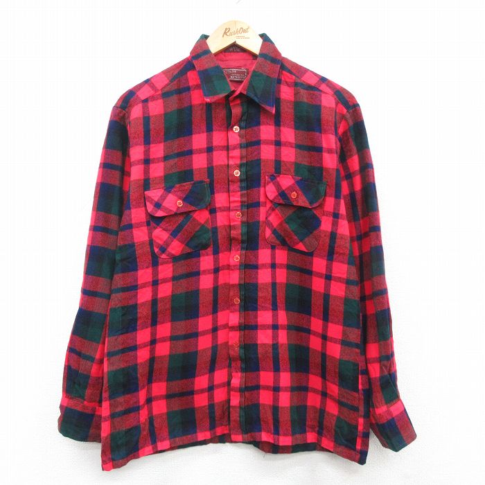 【商品番号】 shr24092731 【商品名】 M & starf;古着 長袖 シャツ メンズ 90年代 90s 赤他 チェック 【メンズ参考サイズ】 M 【表記サイズ】 M 15-15 1