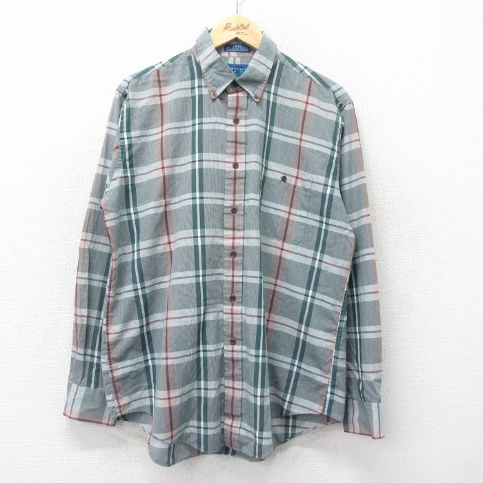 【商品番号】 shr24110288 【商品名】 XL & starf;古着 タウンクラフト 長袖 シャツ メンズ 90年代 90s ボタンダウン 緑他 チェック 【メンズ参考サイズ】 XL 