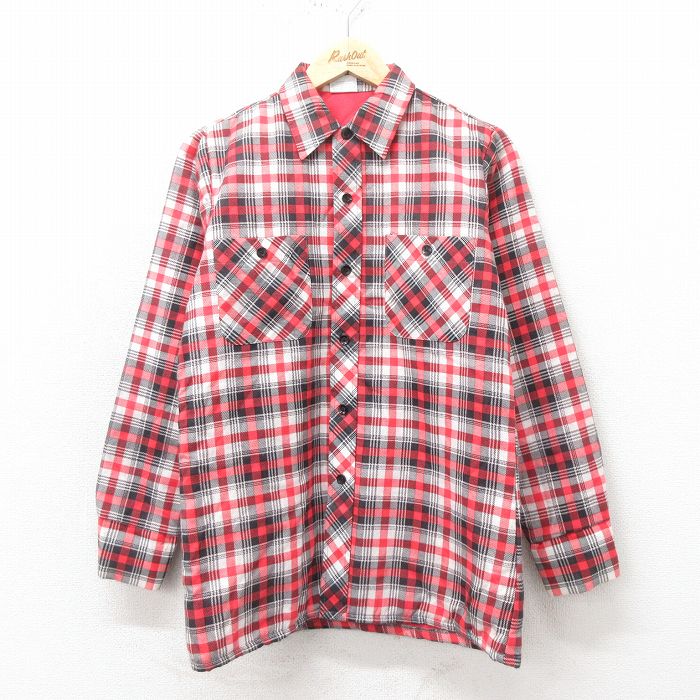 【商品番号】 shr24110500 【商品名】 M & starf;古着 ELY 長袖 シャツ メンズ 80年代 80s 赤他 チェック 内側キルティング 【メンズ参考サイズ】 M 【表記サ