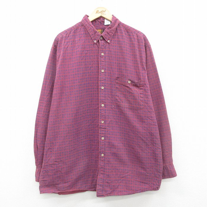 【商品番号】 shr24112607 【商品名】 XL & starf;古着 FADED GLORY 長袖 シャツ メンズ 00年代 00s 大きいサイズ ロング丈 コットン ボタンダウン エ
