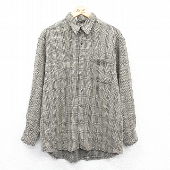【商品番号】 shr24121941 【商品名】 L & starf;古着 長袖 シャツ メンズ イタリア製 ベージュ他 チェック 【メンズ参考サイズ】 L 【表記サイズ】 L 【実寸サイズ】