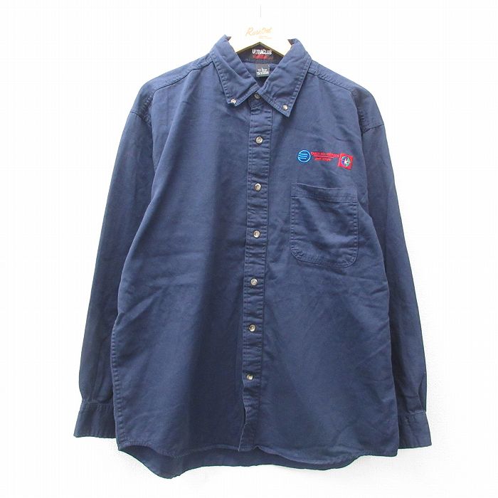 【商品番号】 shr25020206 【商品名】 XL & starf;古着 長袖 シャツ メンズ 00年代 00s EARTH コットン ボタンダウン 紺 【メンズ参考サイズ】 XL 【表記