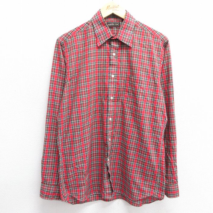【商品番号】 shr25021000 【商品名】 M & starf;古着 長袖 シャツ メンズ 90年代 90s 赤他 チェック 【メンズ参考サイズ】 M 【表記サイズ】 15.5 34-3