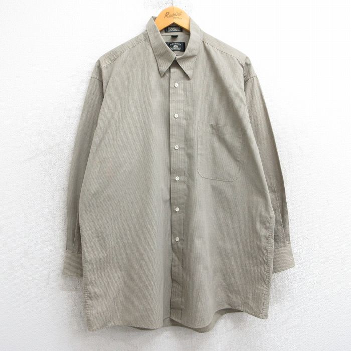 【商品番号】 shr25022178 【商品名】 XL & starf;古着 長袖 シャツ メンズ 00年代 00s ベージュ他 チェック 【メンズ参考サイズ】 XL 【表記サイズ】 16.5