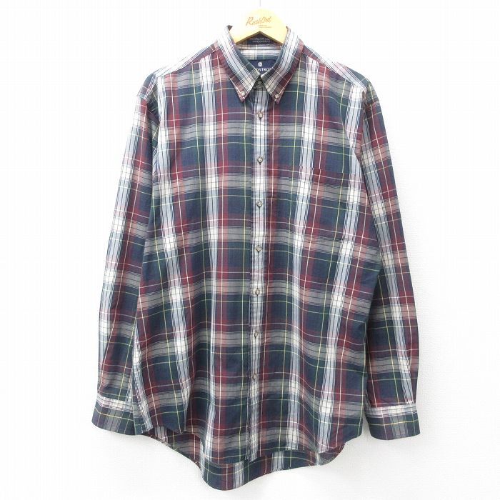 【商品番号】 shr25022399 【商品名】 XL & starf;古着 長袖 シャツ メンズ 90年代 90s エンジ他 チェック 【メンズ参考サイズ】 XL 【表記サイズ】 L 【実寸