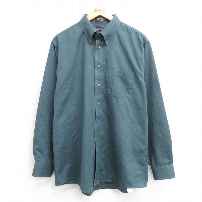 【商品番号】 shr25022620 【商品名】 L & starf;古着 アロー 長袖 シャツ メンズ 00年代 00s ボタンダウン カナダ製 濃緑 【メンズ参考サイズ】 L 【表記サイズ