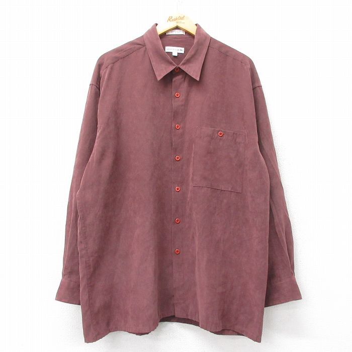 【商品番号】 shr25030497 【商品名】 XL & starf;古着 ピエールカルダン 長袖 シャツ メンズ 90年代 90s スエード調 大きいサイズ エンジ 【メンズ参考サイズ】 