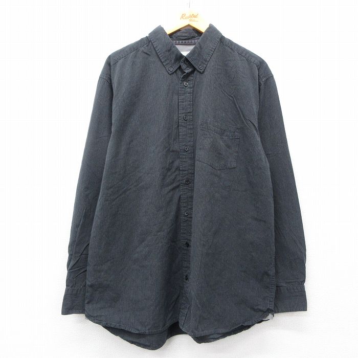 【商品番号】 shr25032796 【商品名】 XL & starf;古着 オールドネイビー OLD NAVY 長袖 シャツ メンズ 大きいサイズ コットン ボタンダウン 黒他 ストライプ 