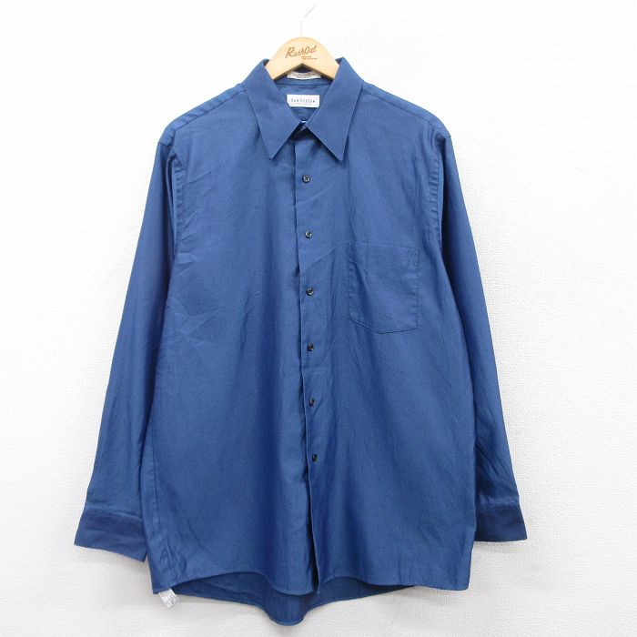 【商品番号】 shr25032832 【商品名】 XL & starf;古着 バンヒューセン 長袖 シャツ メンズ 紺 【メンズ参考サイズ】 XL 【表記サイズ】 16.5 34/35 【実寸