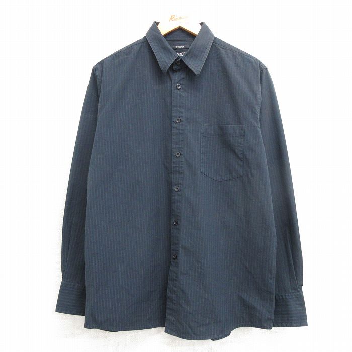 【商品番号】 shr25033115 【商品名】 M & starf;古着 長袖 シャツ メンズ 黒他 ストライプ 【メンズ参考サイズ】 M 【表記サイズ】 M 【実寸サイズ】 着丈（肩から裾