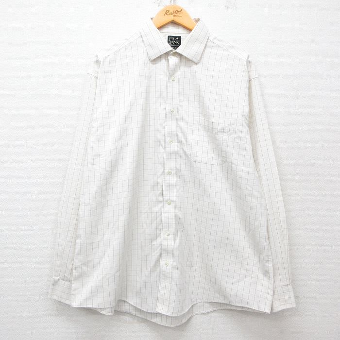 【商品番号】 shr25040262 【商品名】 XL & starf;古着 JOS A BANK 長袖 シャツ メンズ 大きいサイズ コットン 白他 チェック 【メンズ参考サイズ】 XL 【