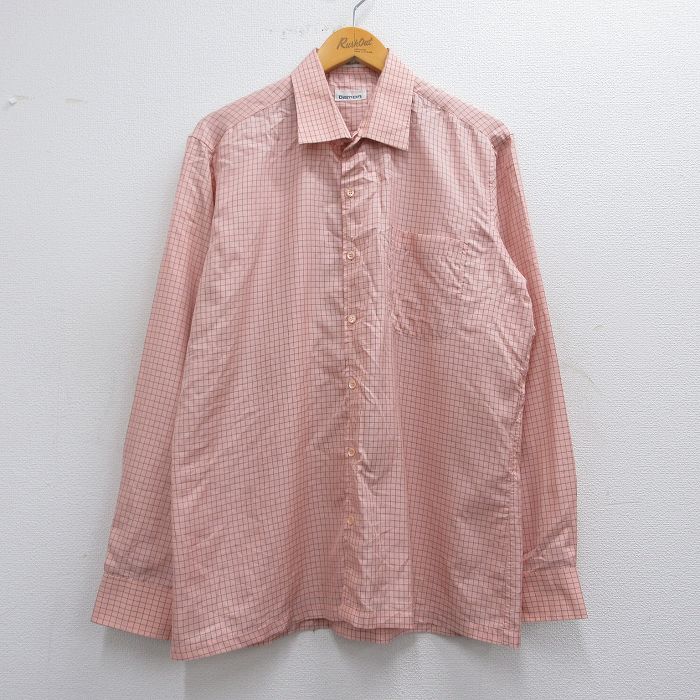 【商品番号】 shr25042857 【商品名】 L & starf;古着 長袖 シャツ メンズ 90年代 90s ピンク系他 チェック 【メンズ参考サイズ】 L 【表記サイズ】 L 【実寸サ