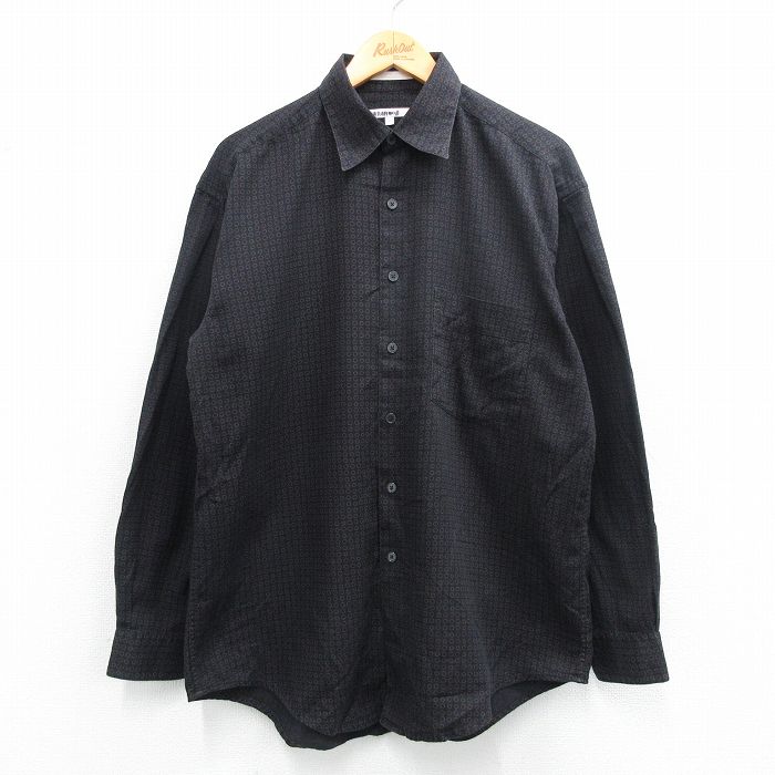 【商品番号】 shr25050717 【商品名】 L & starf;古着 ペリーエリス 長袖 シャツ メンズ 90年代 90s 総柄 コットン 黒他 【メンズ参考サイズ】 L 【表記サイズ】