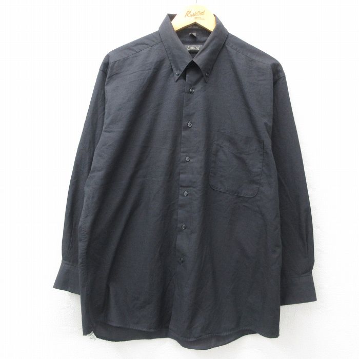【商品番号】 shr25050933 【商品名】 XL & starf;古着 アロー 長袖 シャツ メンズ ボタンダウン 黒 【メンズ参考サイズ】 XL 【表記サイズ】 L 【実寸サイズ】 着