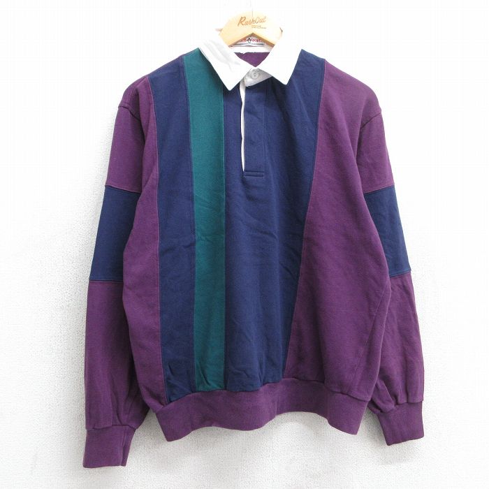 【商品番号】 shr25060250 【商品名】 L & starf;古着 長袖 ラガー シャツ メンズ 90年代 90s マルチカラー 紫他 【メンズ参考サイズ】 L 【表記サイズ】 なし 