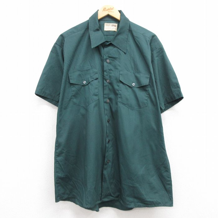 【商品番号】 shrs24032572 【商品名】 XL & starf;古着 半袖 シャツ メンズ 90年代 90s ロング丈 緑 【メンズ参考サイズ】 XL 【表記サイズ】 なし 【実寸サ