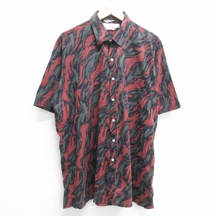 【商品番号】 shrs24033637 【商品名】 XL & starf;古着 半袖 シャツ メンズ 総柄 ロング丈 大きいサイズ 黒他 【メンズ参考サイズ】 XL 【表記サイズ】 44cm 