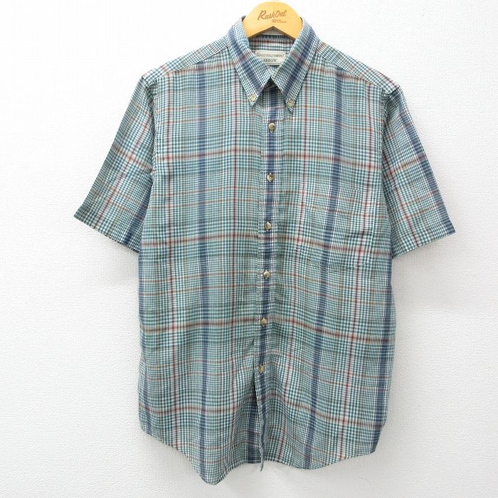 【商品番号】 shrs24051137 【商品名】 L & starf;古着 アロー 半袖 シャツ メンズ 90年代 90s ボタンダウン 緑他 チェック 【メンズ参考サイズ】 L 【表記サイ
